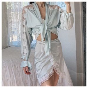 Vintage Dior Pale Blue Skirt Scrunchie Set